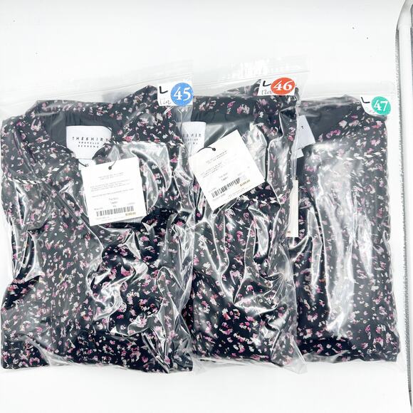 The Shirt Taylor 3/4 Sleeve Tiered Mini Dress TS21F8009B Black Pink Floral Small - Picture 7 of 8